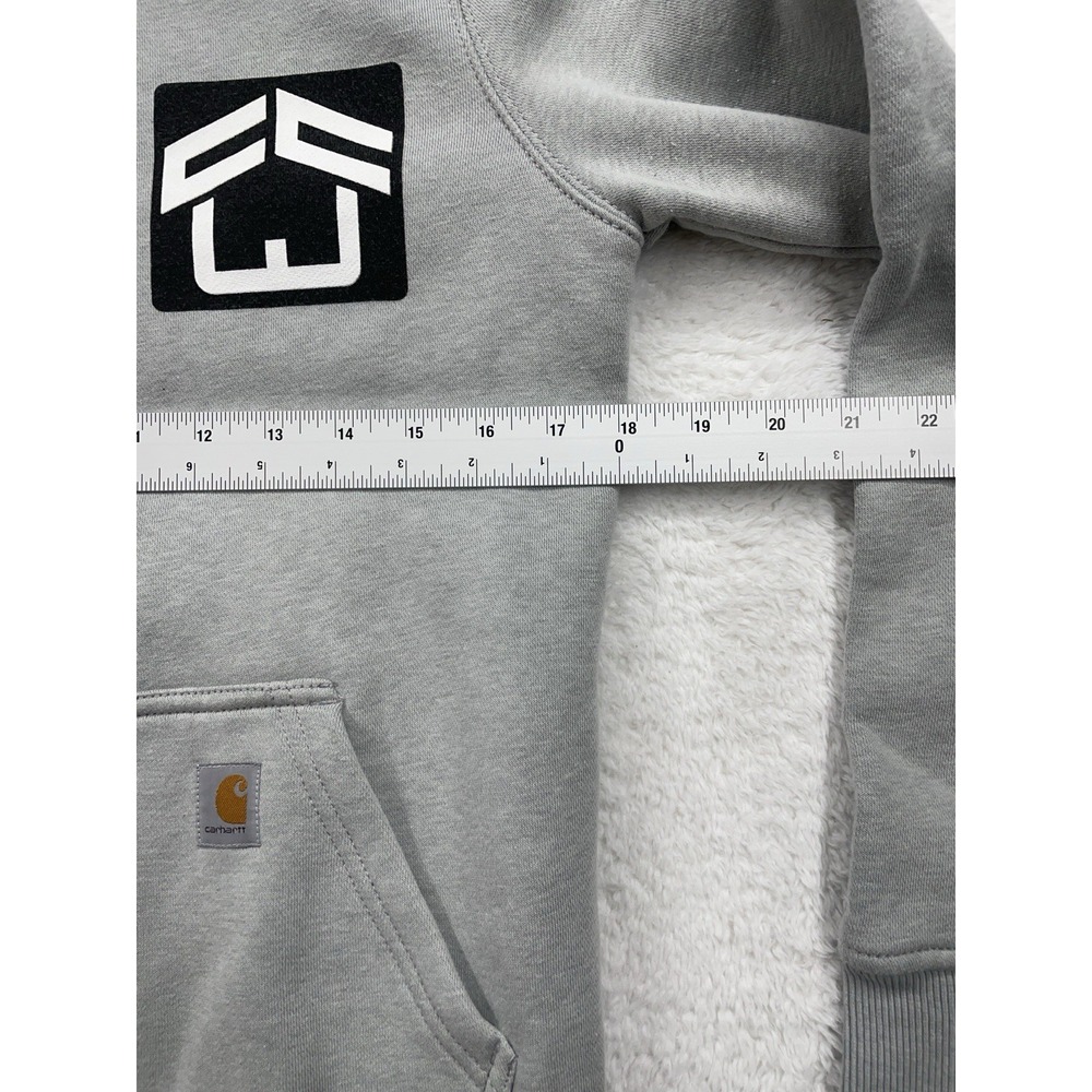 Carhartt Women's Relaxed Fit Mid Weight Logo Sleeve Hoodie Size XS (0-2) Gray - Picture 6 of 9